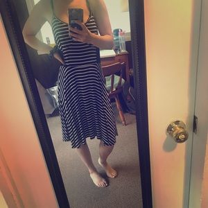 Black and white striped dress
